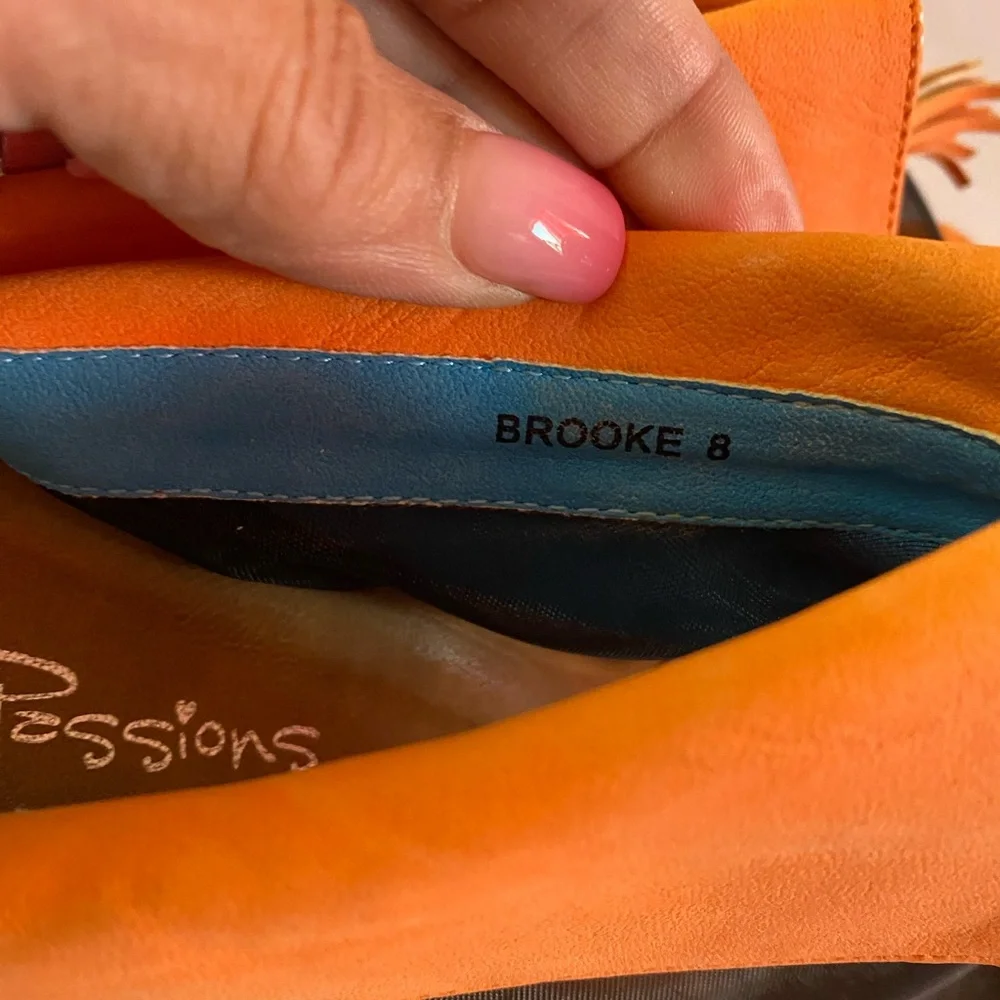 Pretty Orange and Black Women's Wedge Slip On Sandals/Shoes Size 8 Summer